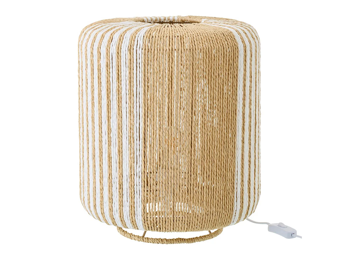 Lampe à Poser Corde "Chase" 39cm Blanc & Naturel