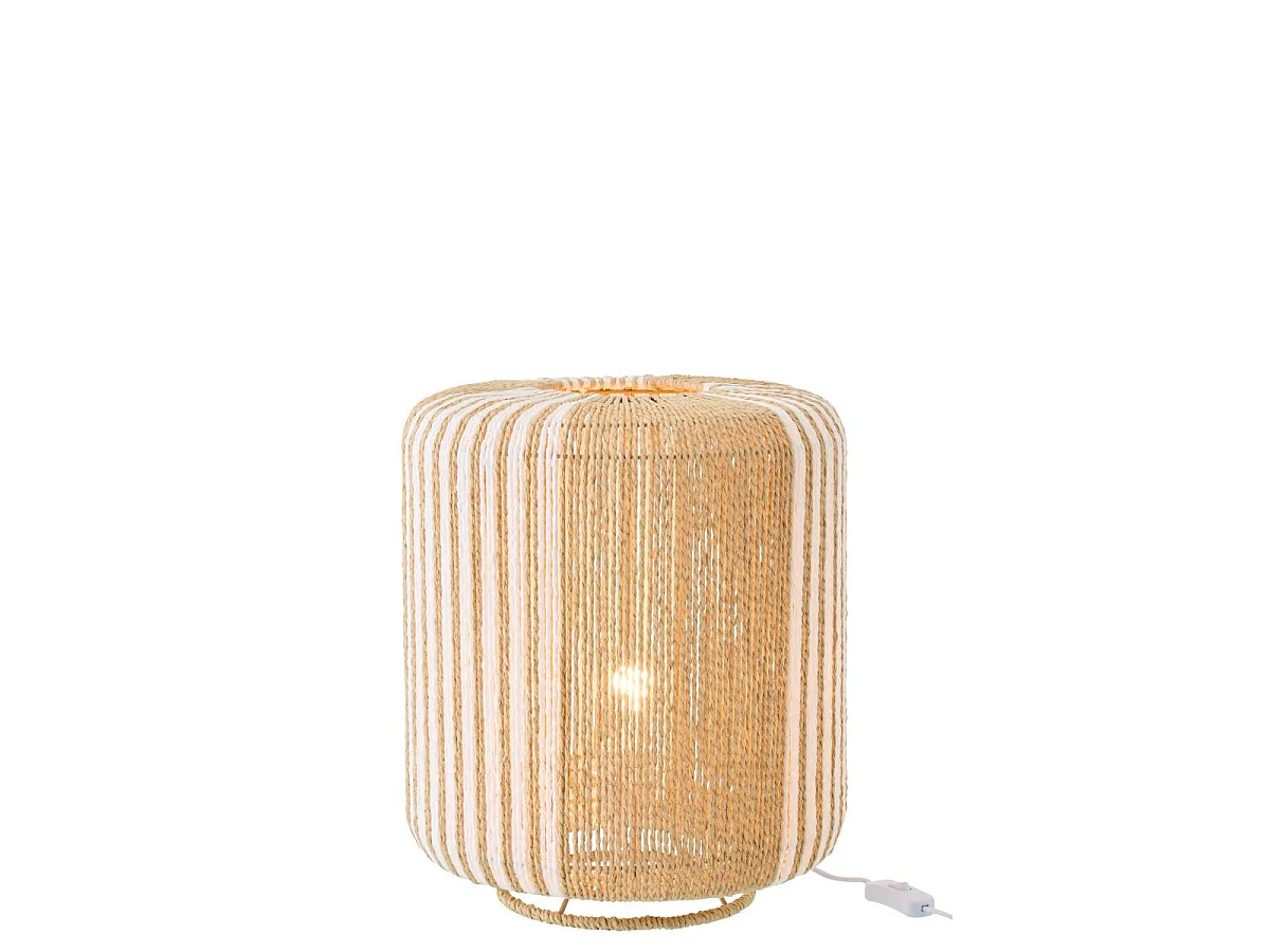 Lampe à Poser Corde "Chase" 39cm Blanc & Naturel