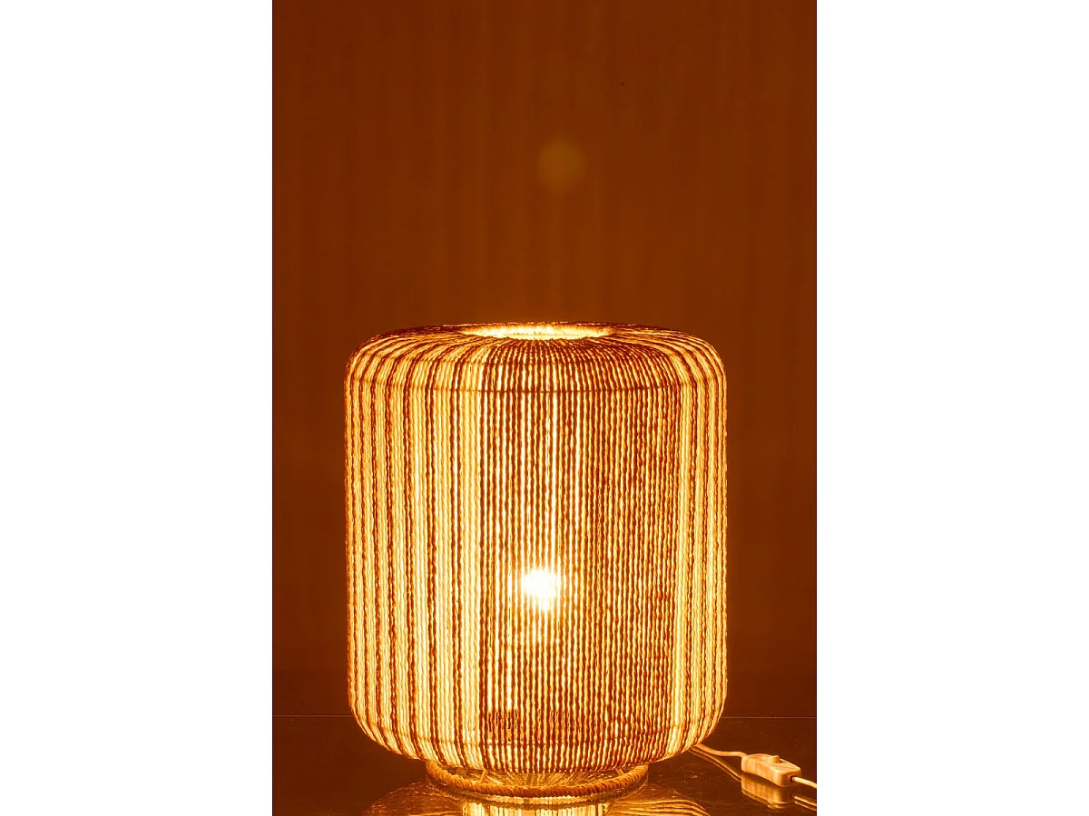 Lampe à Poser Corde "Chase" 39cm Blanc & Naturel