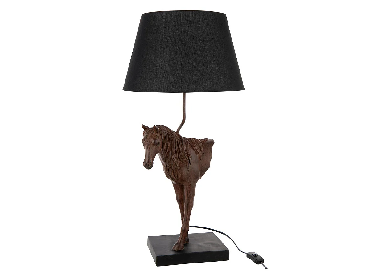 Lampe à Poser Cheval Face "Ronny" 70cm Marron Foncé