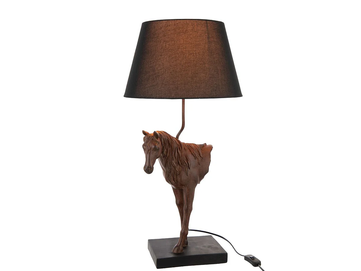 Lampe à Poser Cheval Face "Ronny" 70cm Marron Foncé