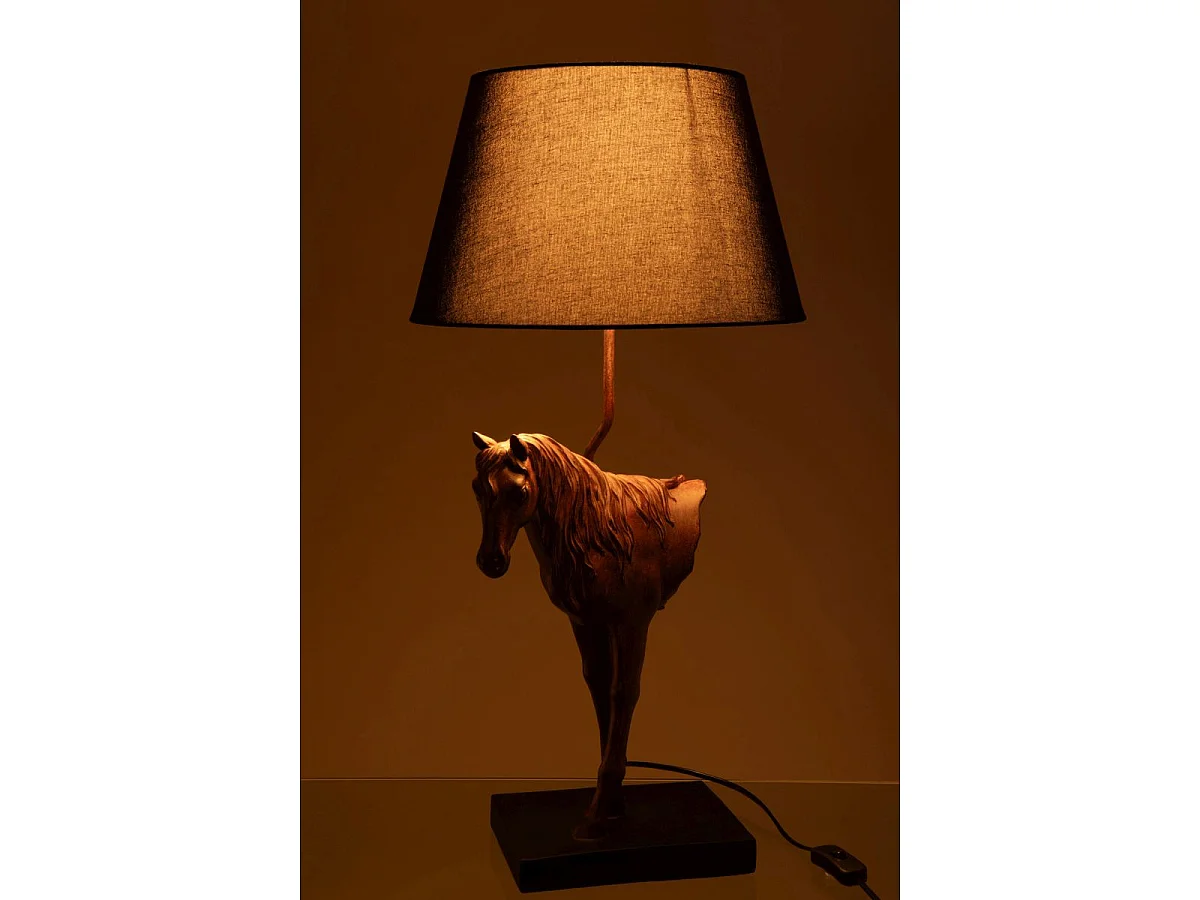 Lampe à Poser Cheval Face "Ronny" 70cm Marron Foncé