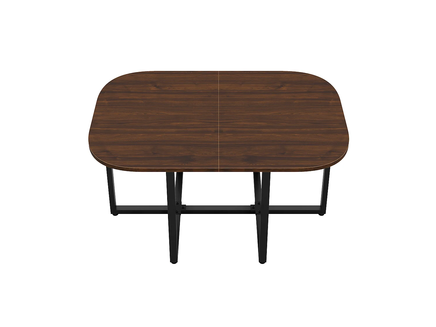 Dining table and chair set for 6 people - 1 table (140 x 90 cm) and 6 linen chairs - Walnut top + grey chair