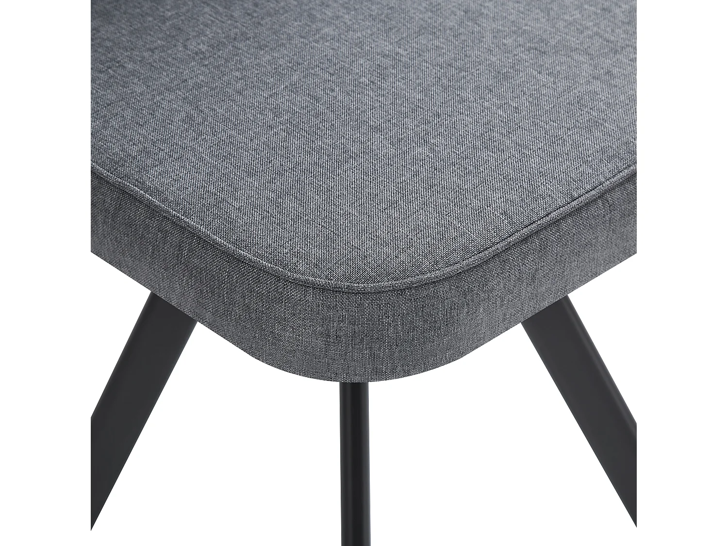 Dining table and chair set for 6 people - 1 table (140 x 90 cm) and 6 linen chairs - Walnut top + grey chair