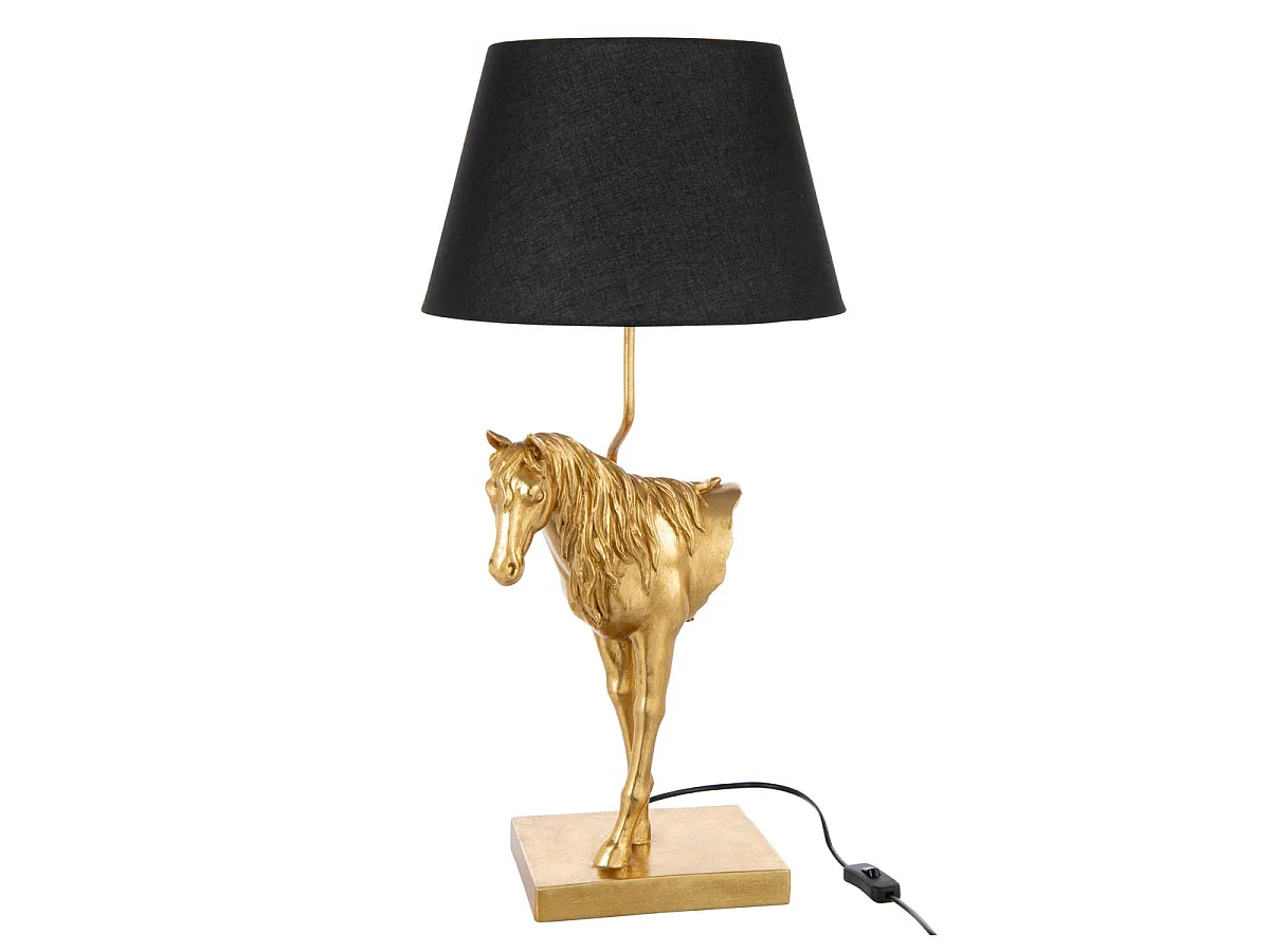 Lampe à Poser Cheval Face "Hollywood" 70cm Doré