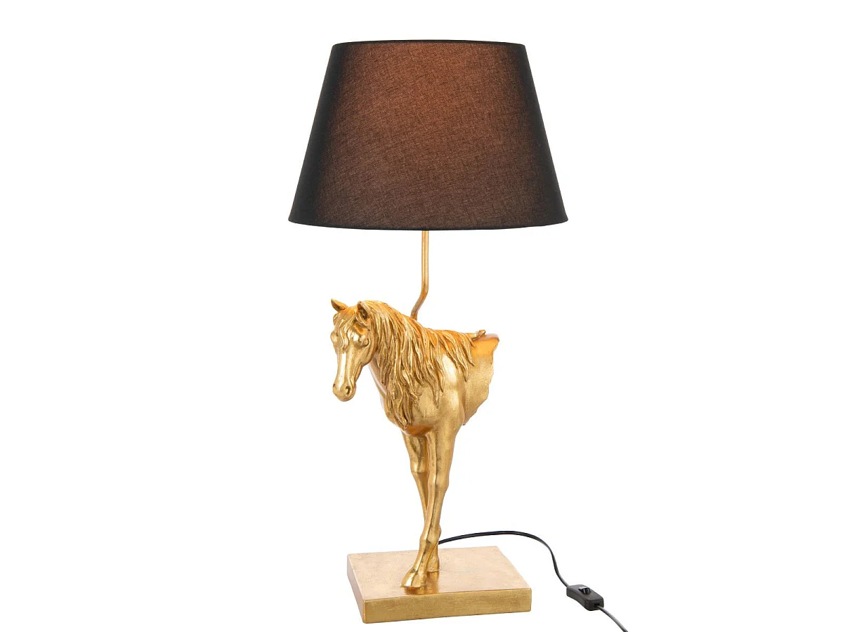 Lampe à Poser Cheval Face "Hollywood" 70cm Doré