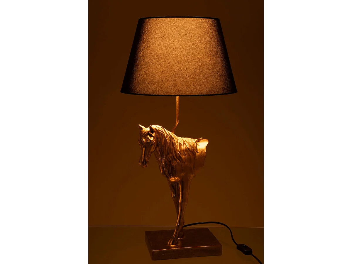 Lampe à Poser Cheval Face "Hollywood" 70cm Doré