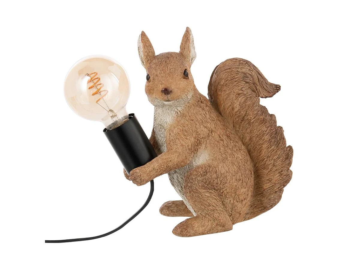 Lampe à Poser en Résine "Écureuil" 25cm Marron
