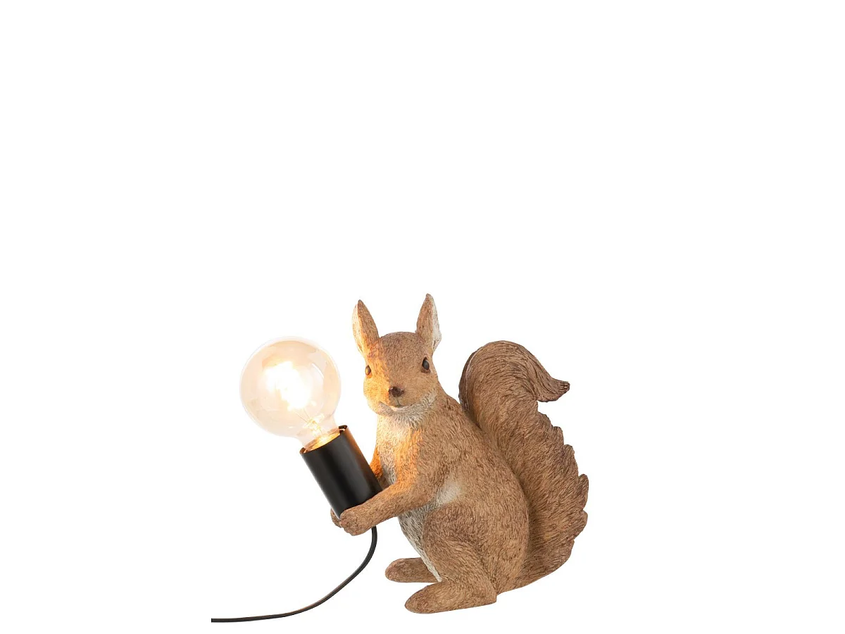 Lampe à Poser en Résine "Écureuil" 25cm Marron