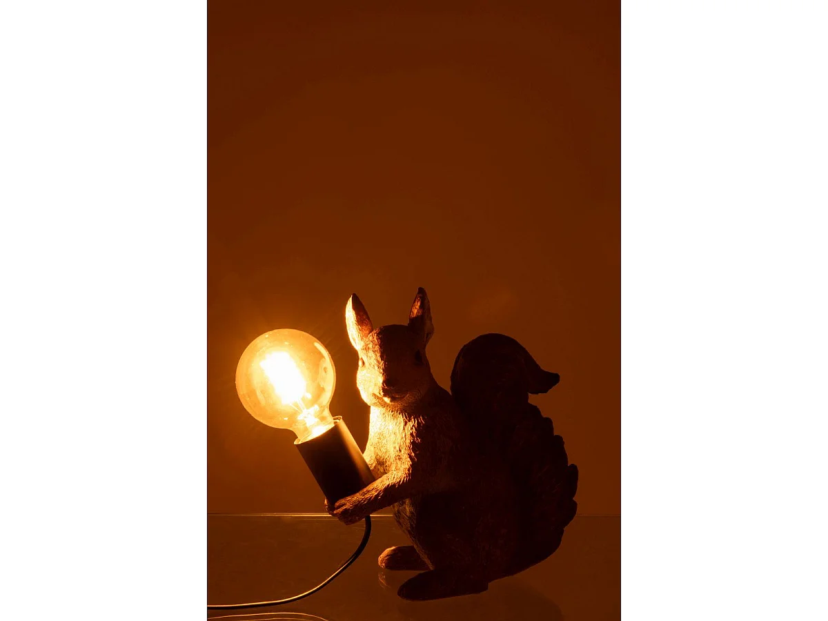 Lampe à Poser en Résine "Écureuil" 25cm Marron