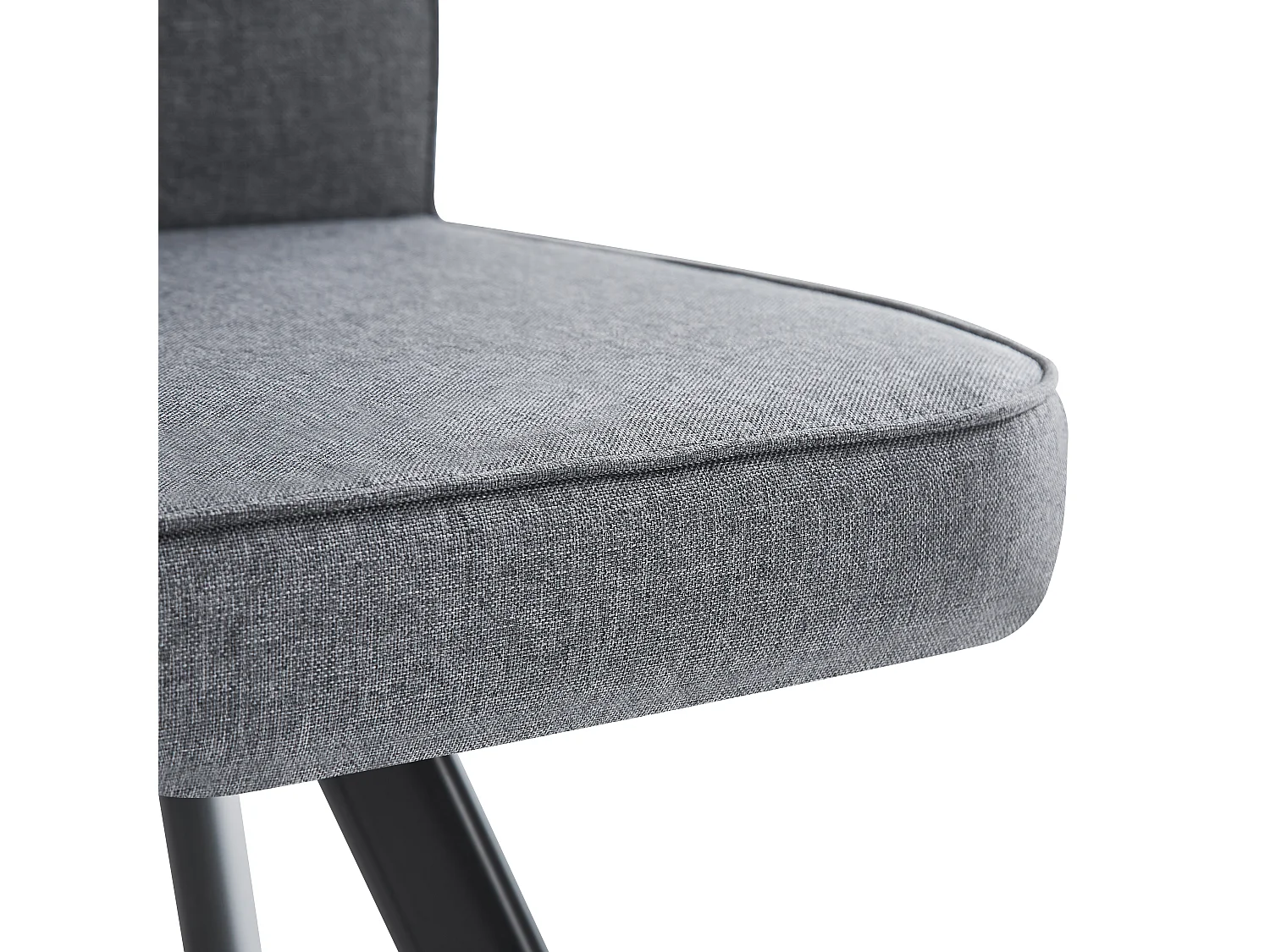 Dining table and chair set for 4 people - 1 table (85 x 85 cm) and 4 linen chairs - Oak top + grey chair