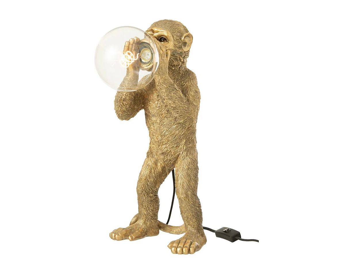 Lampe à Poser en Résine "Singe Crieur" 46cm Or