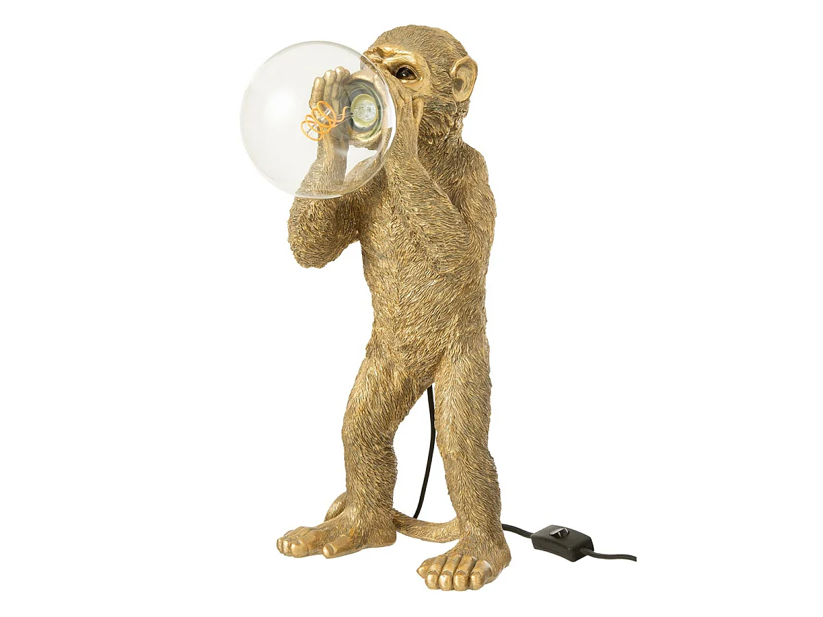 Lampe à Poser en Résine "Singe Crieur" 46cm Or