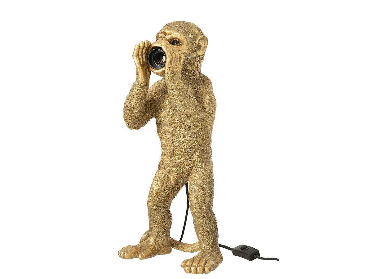 Lampe à Poser en Résine "Singe Crieur" 46cm Or