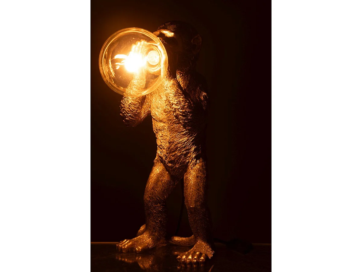 Lampe à Poser en Résine "Singe Crieur" 46cm Or