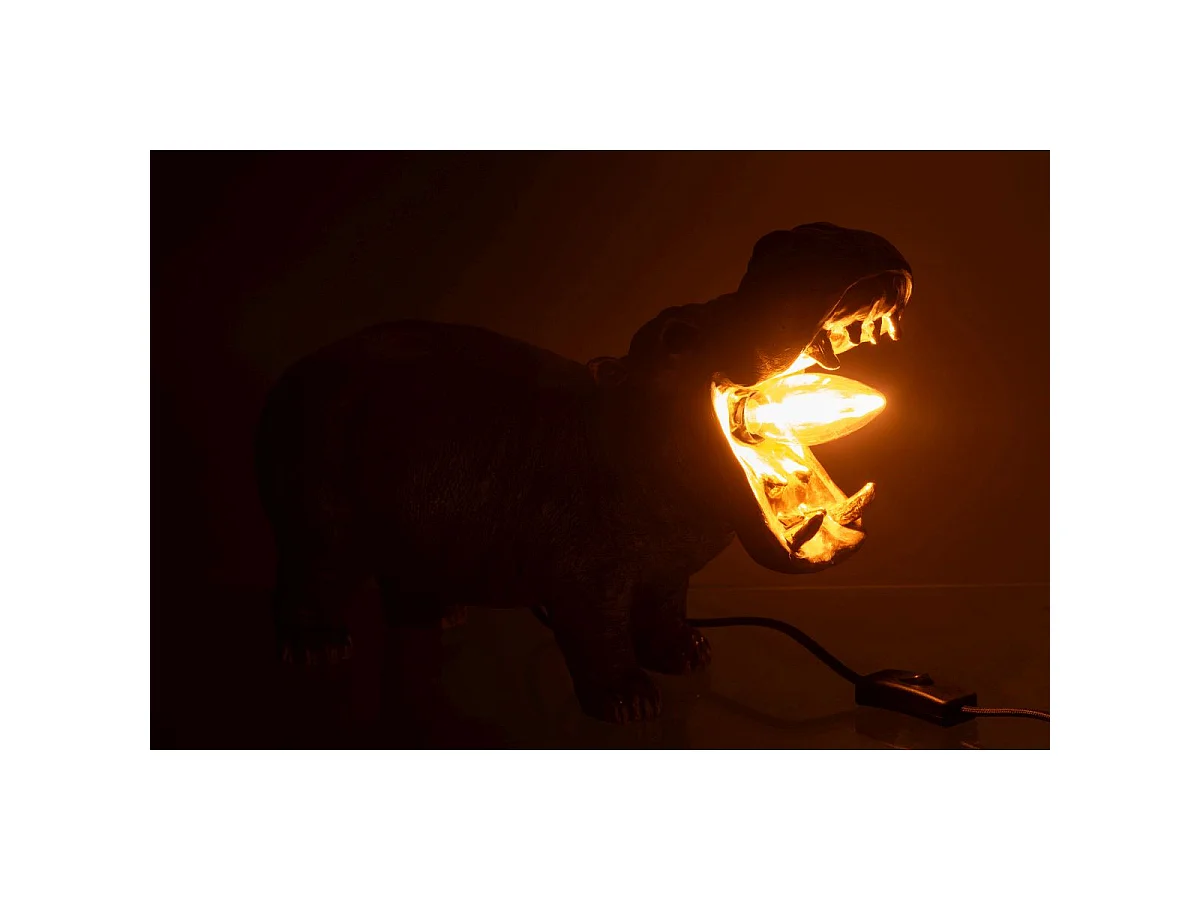 Lampe à Poser en Résine "Hippopotame" 37cm Doré