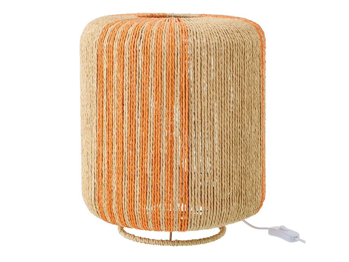 Lampe à Poser Corde "Chase" 39cm Orange & Naturel