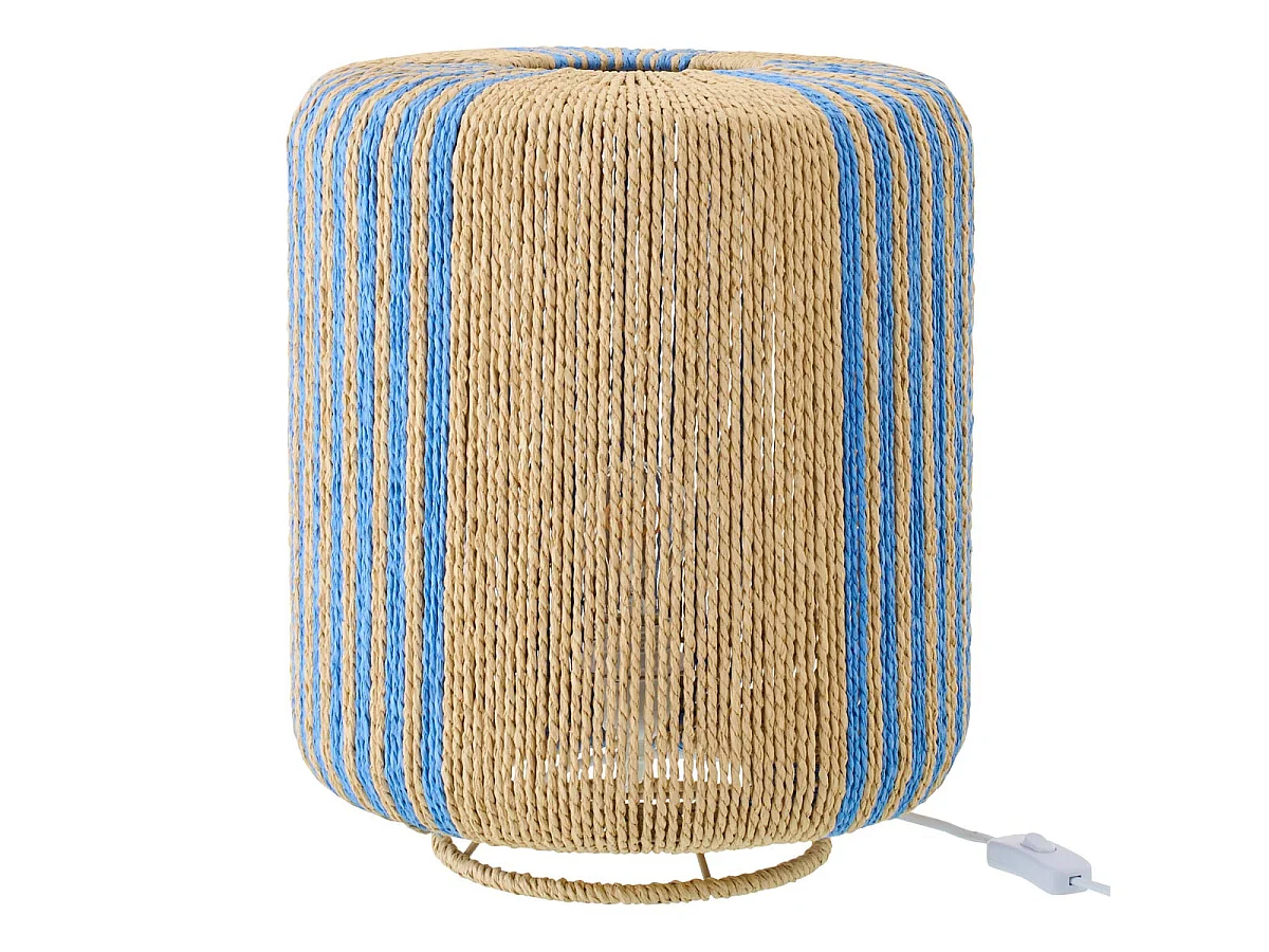 Lampe à Poser Corde "Chase" 39cm Bleu & Naturel