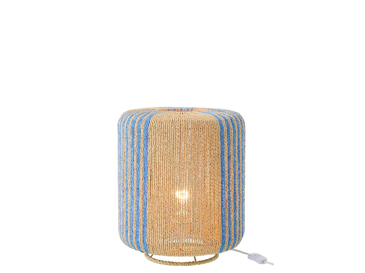 Lampe à Poser Corde "Chase" 39cm Bleu & Naturel
