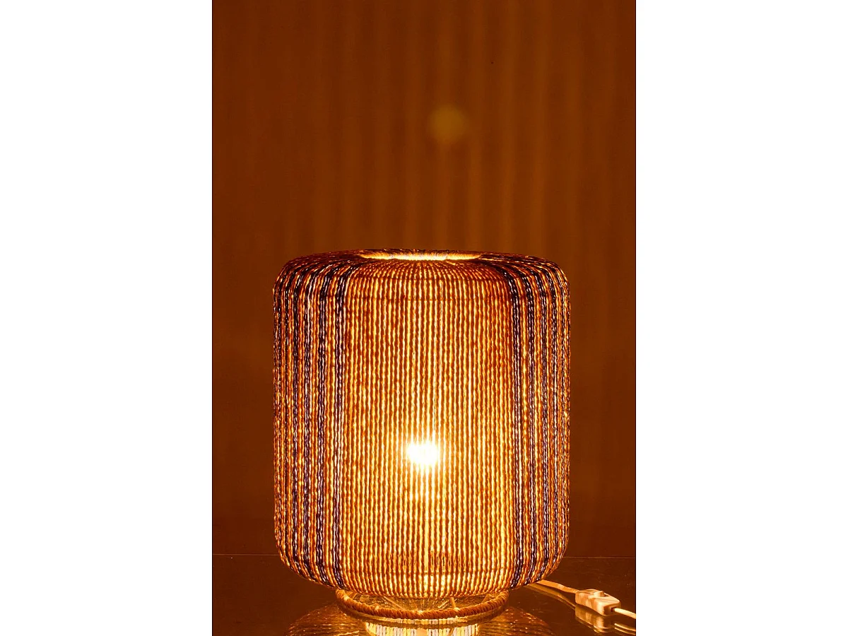 Lampe à Poser Corde "Chase" 39cm Bleu & Naturel