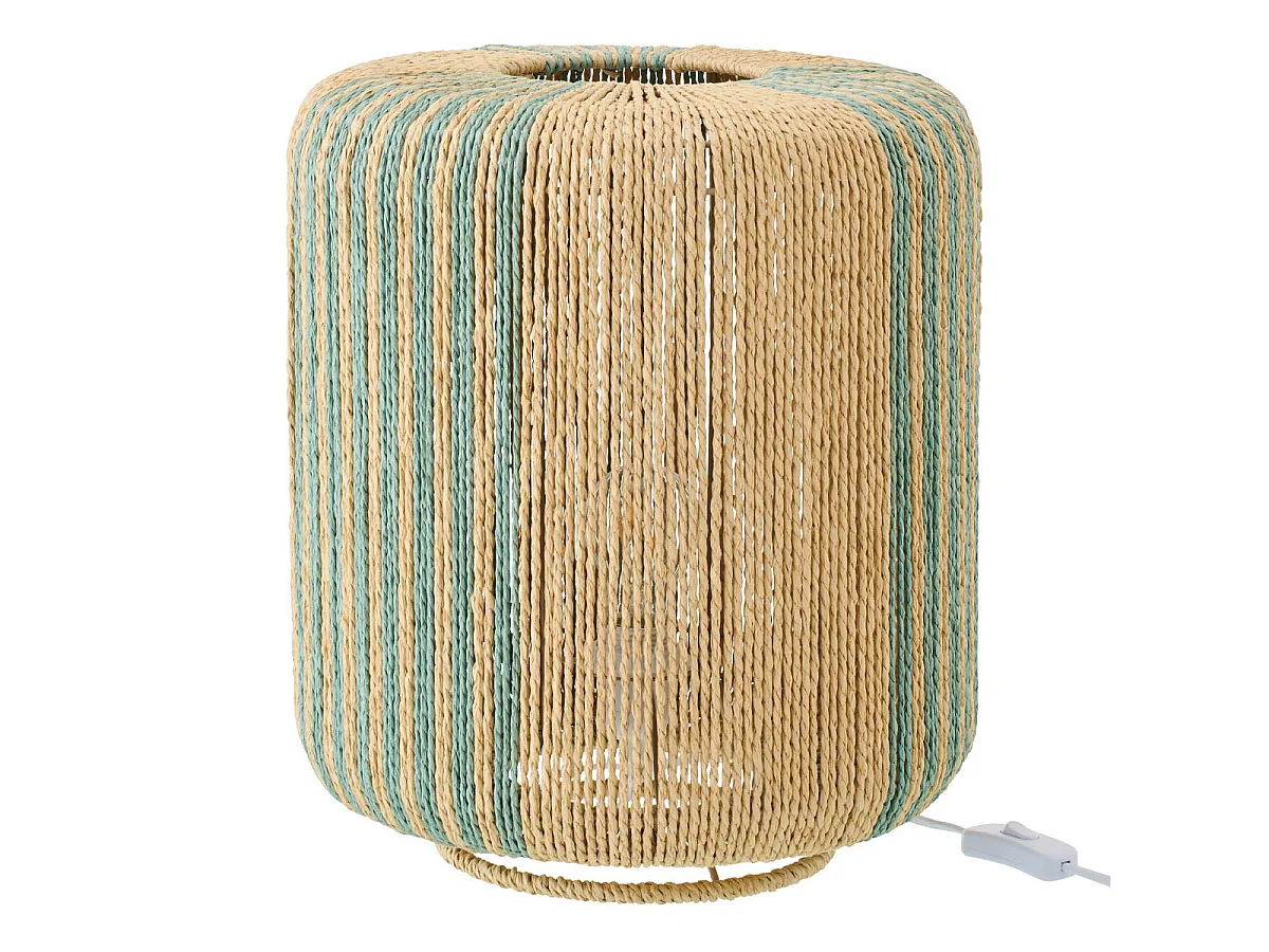 Lampe à Poser Corde "Chase" 39cm Turquoise & Naturel
