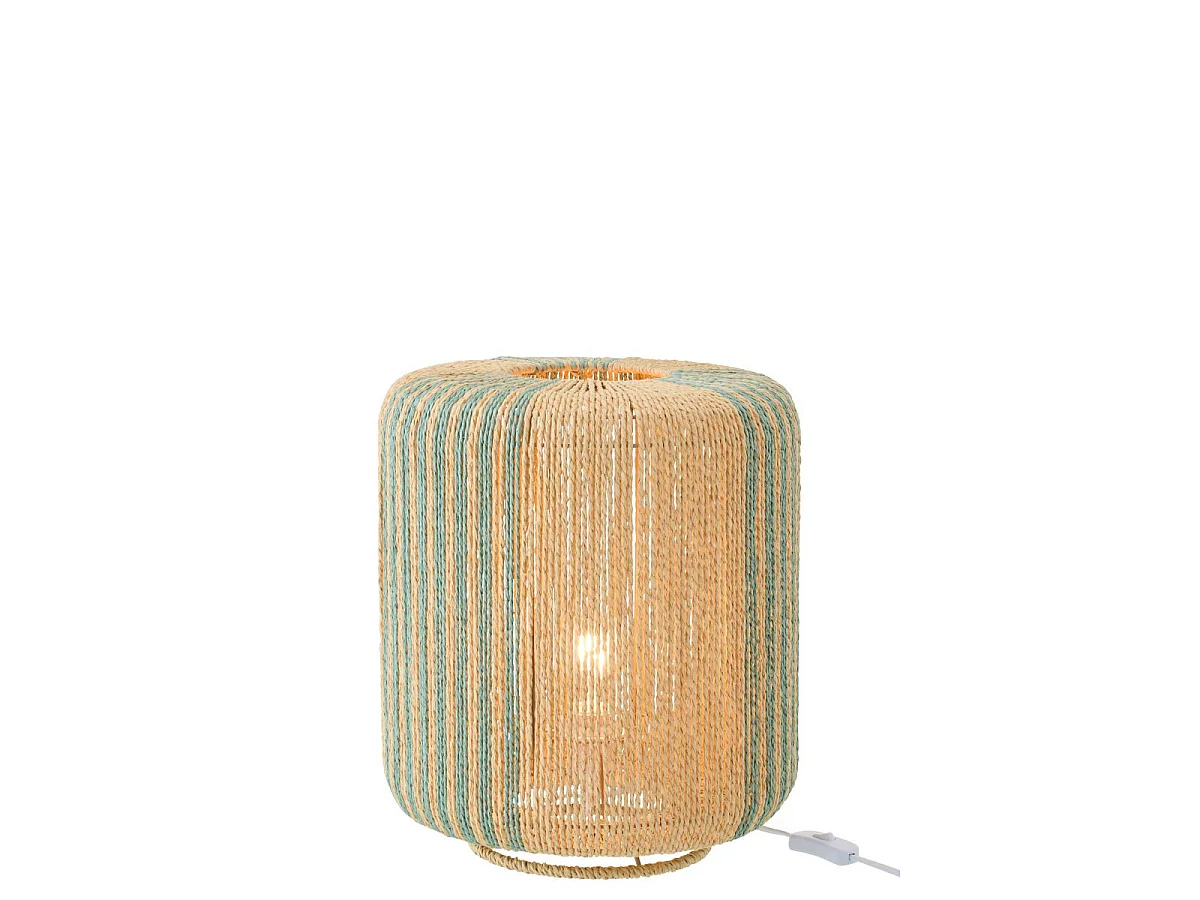 Lampe à Poser Corde "Chase" 39cm Turquoise & Naturel