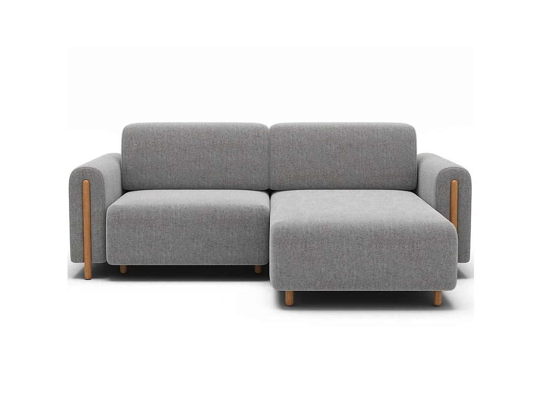 Canapé d'angle convertible ARVESSA gris clair bouclette – Angle droit