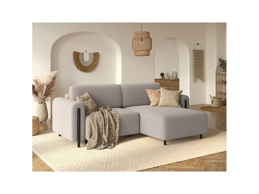 Canapé d'angle convertible ARVESSA beige chenille – Angle droit