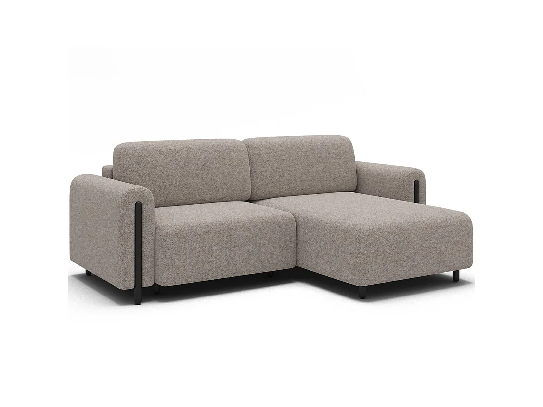 Canapé d'angle convertible ARVESSA beige chenille – Angle droit