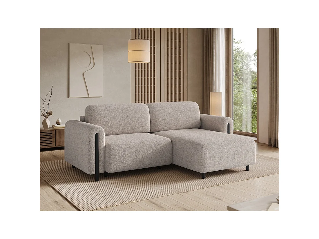 Canapé d'angle convertible ARVESSA beige chenille – Angle droit