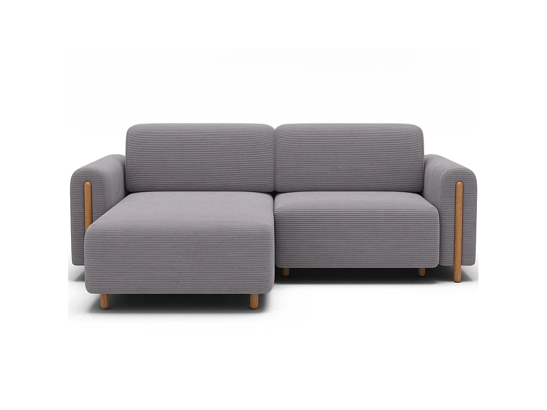 Canapé d'angle convertible ARVESSA gris clair velours côtelé – Angle gauche