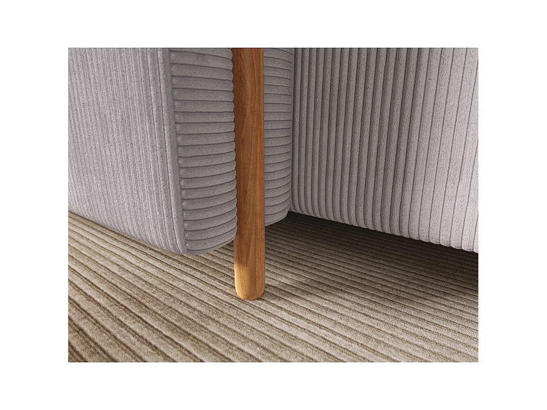 Canapé d'angle convertible ARVESSA gris clair velours côtelé – Angle gauche