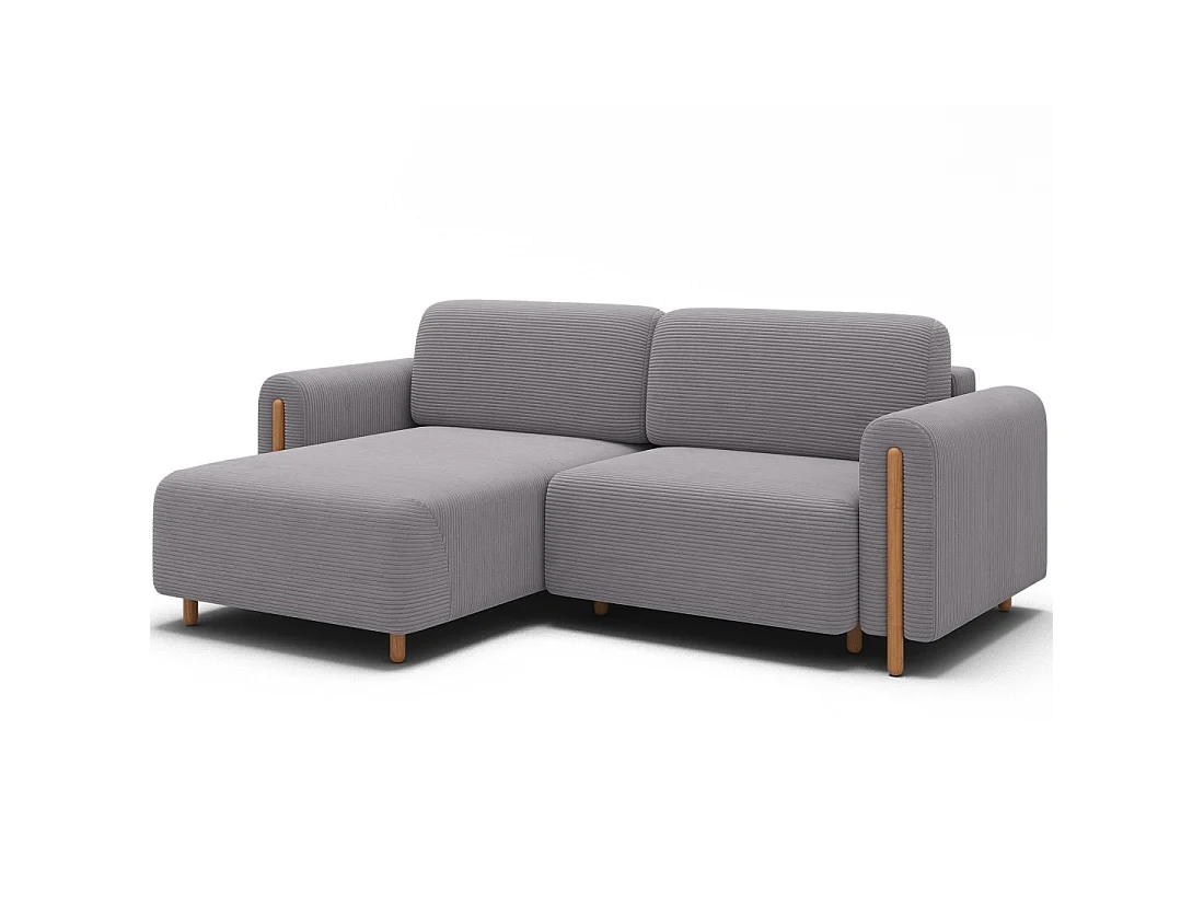 Canapé d'angle convertible ARVESSA gris clair velours côtelé – Angle gauche