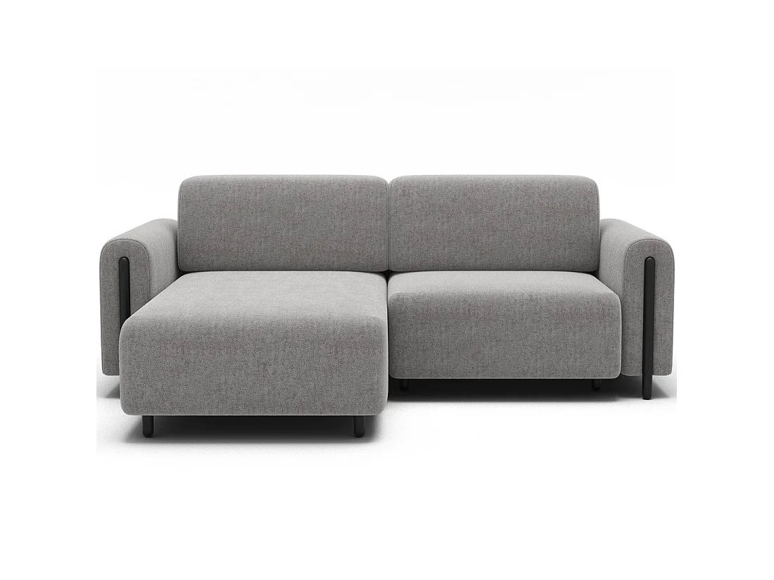 Canapé d'angle convertible ARVESSA gris clair bouclette – Angle gauche avec coffre