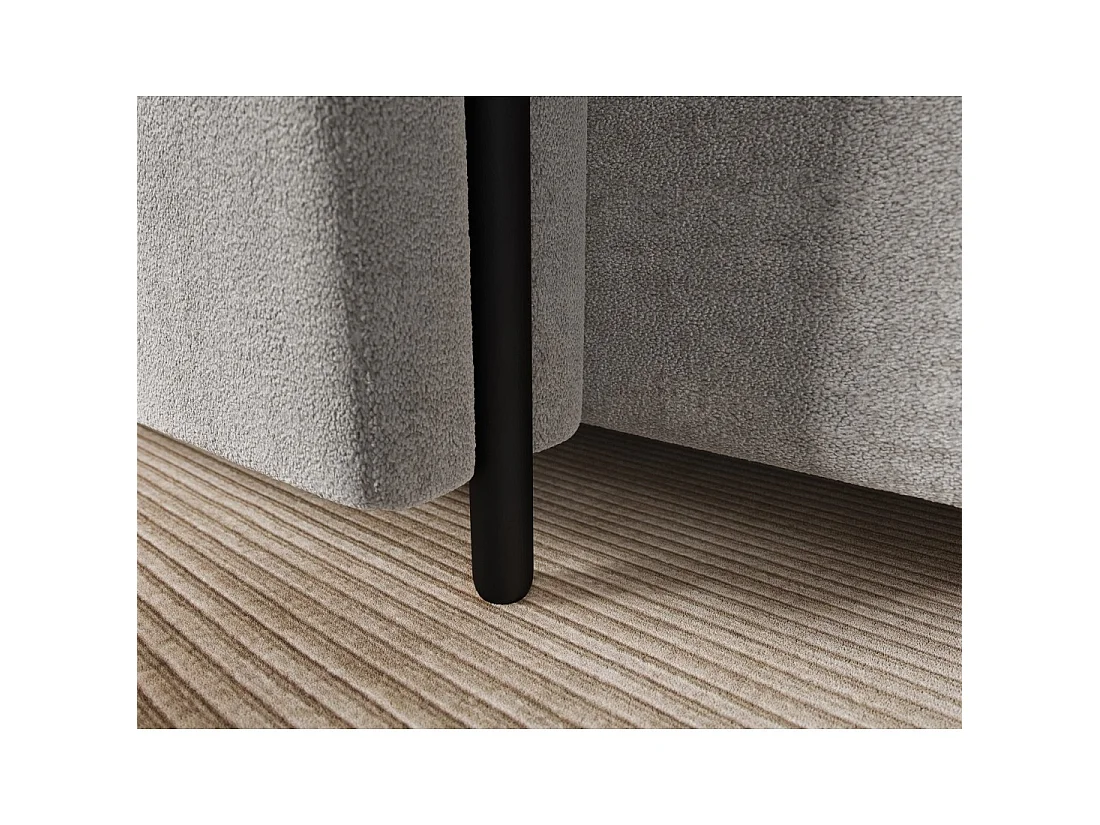 Canapé d'angle convertible ARVESSA gris clair bouclette – Angle gauche avec coffre