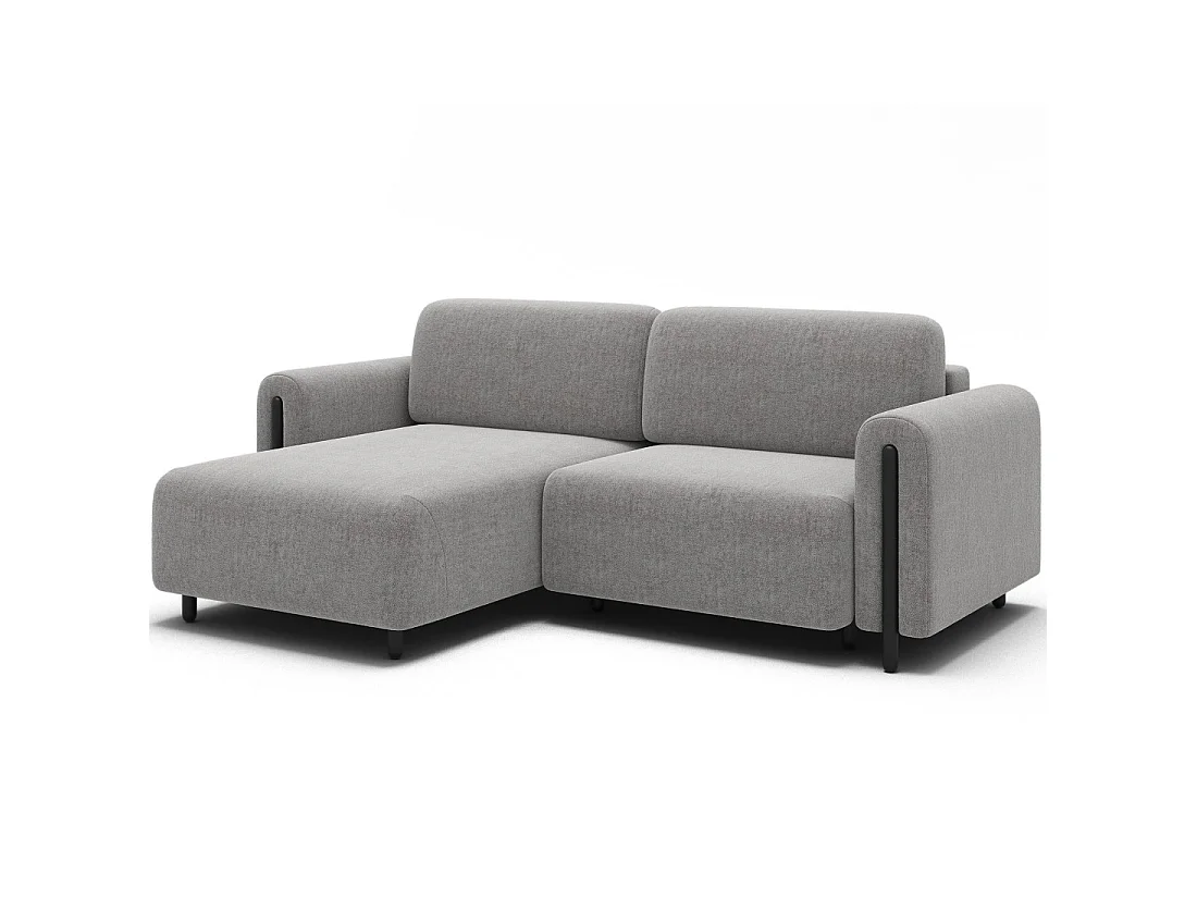 Canapé d'angle convertible ARVESSA gris clair bouclette – Angle gauche avec coffre