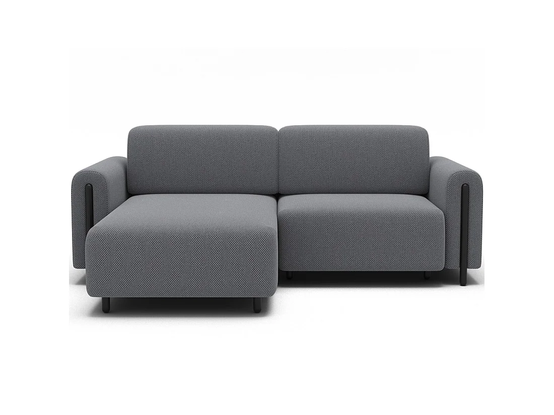 Canapé d'angle convertible ARVESSA gris clair – Angle gauche avec coffre