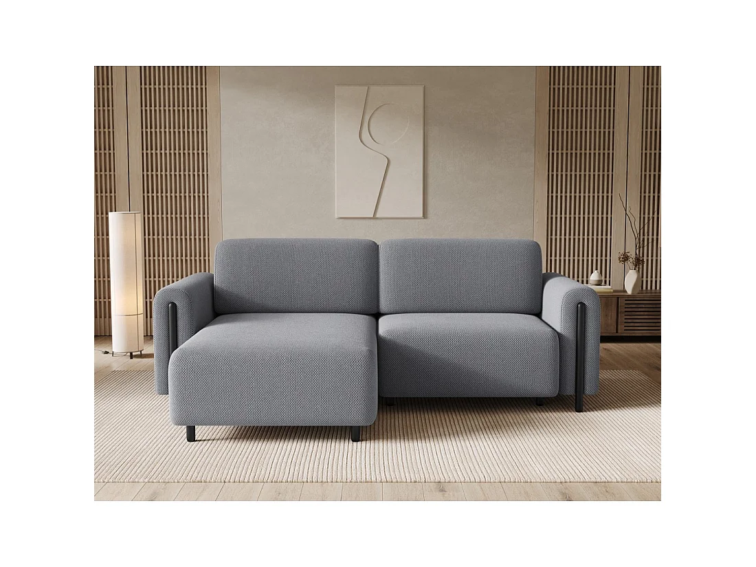 Canapé d'angle convertible ARVESSA gris clair – Angle gauche avec coffre