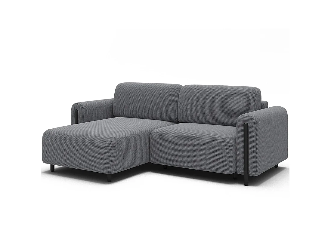 Canapé d'angle convertible ARVESSA gris clair – Angle gauche avec coffre