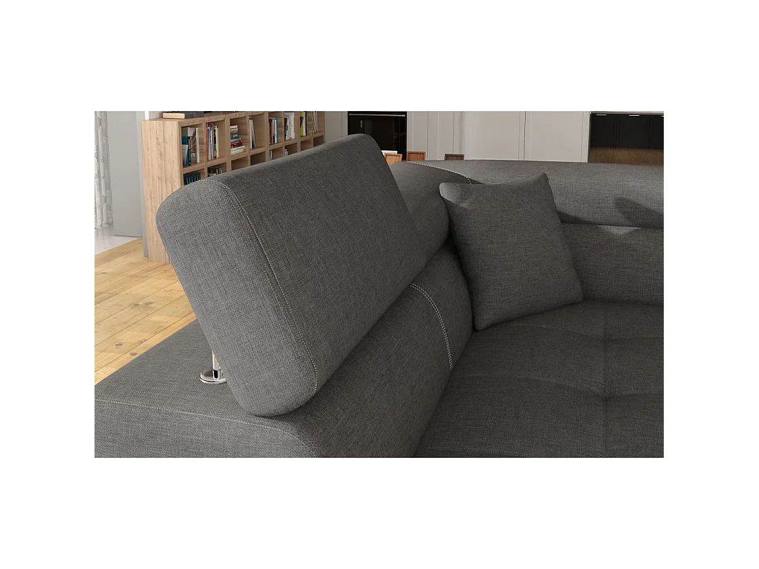 Canapé d'angle convertible MENTON gris et noir – Angle gauche avec coffre