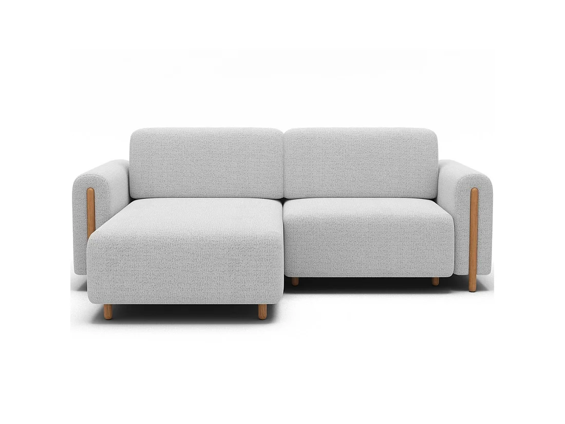 Canapé d'angle convertible ARVESSA blanc alpin chenille – Angle gauche avec coffre