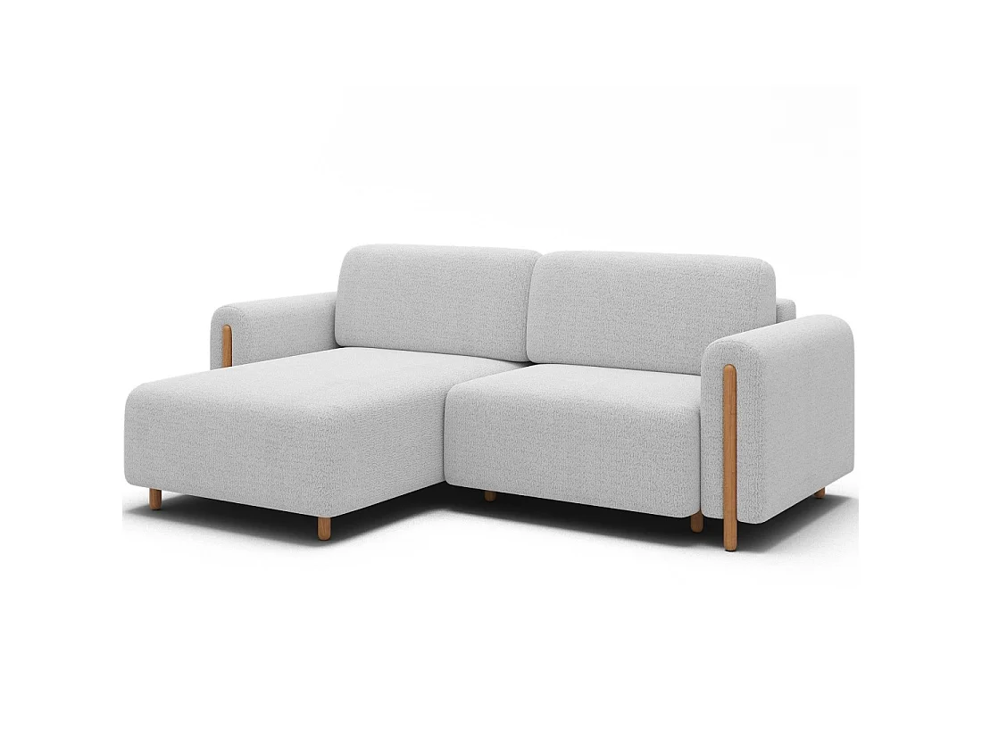 Canapé d'angle convertible ARVESSA blanc alpin chenille – Angle gauche avec coffre