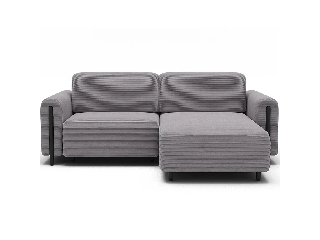 Canapé d'angle convertible ARVESSA gris clair velours côtelé – Angle droit