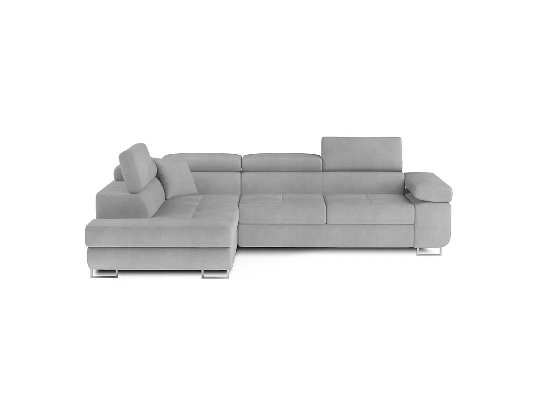 Canapé d'angle convertible MENTON gris – Angle gauche avec coffre