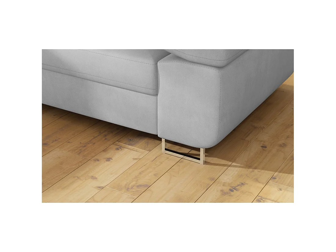 Canapé d'angle convertible MENTON gris – Angle gauche avec coffre