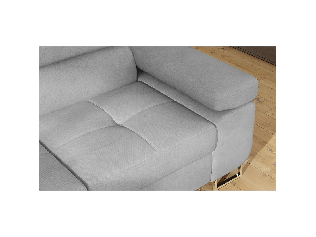 Canapé d'angle convertible MENTON gris – Angle gauche avec coffre