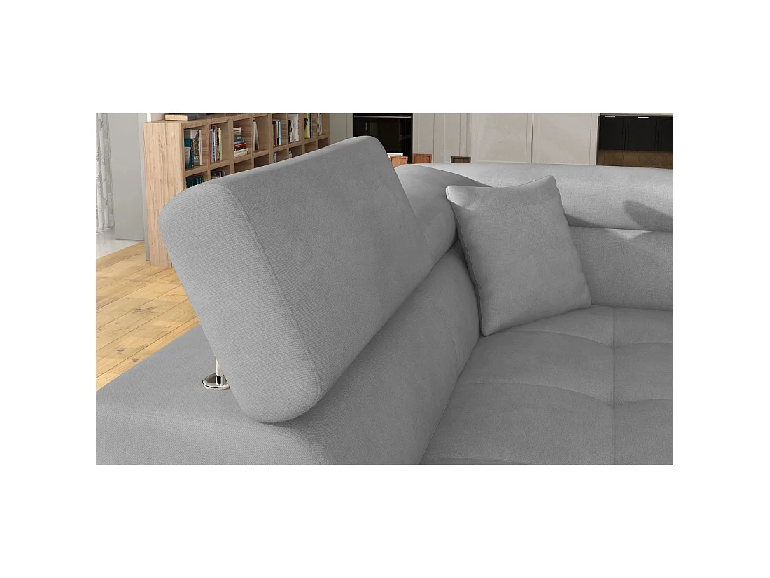 Canapé d'angle convertible MENTON gris – Angle gauche avec coffre
