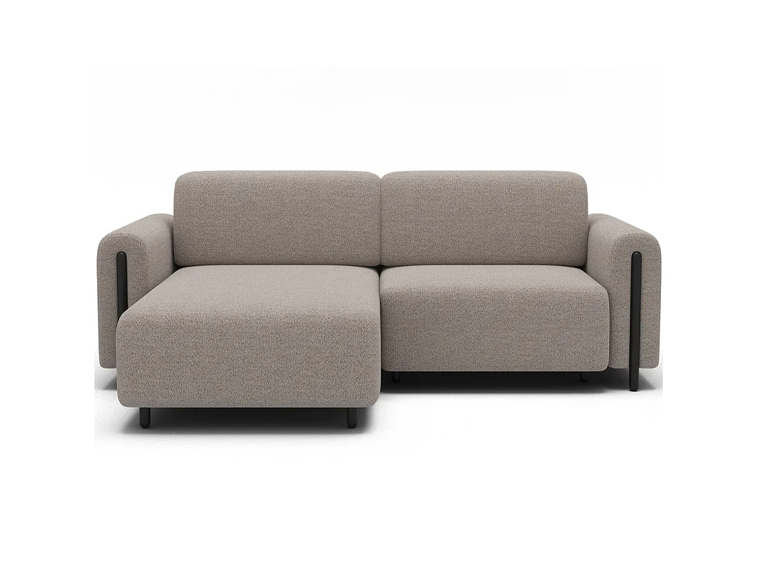Canapé d'angle convertible ARVESSA beige sable – Angle gauche avec coffre