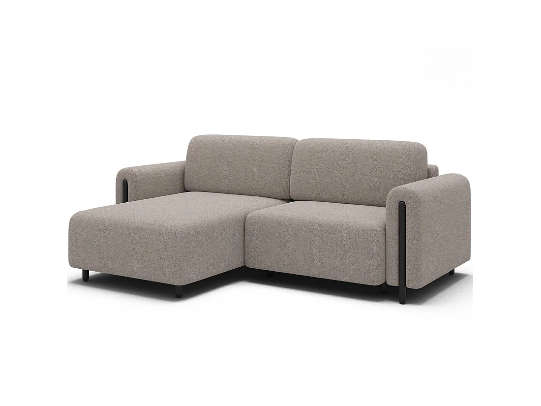 Canapé d'angle convertible ARVESSA beige sable – Angle gauche avec coffre