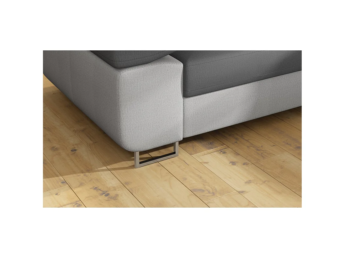 Canapé d'angle convertible MENTON gris et blanc – Angle droit avec coffre